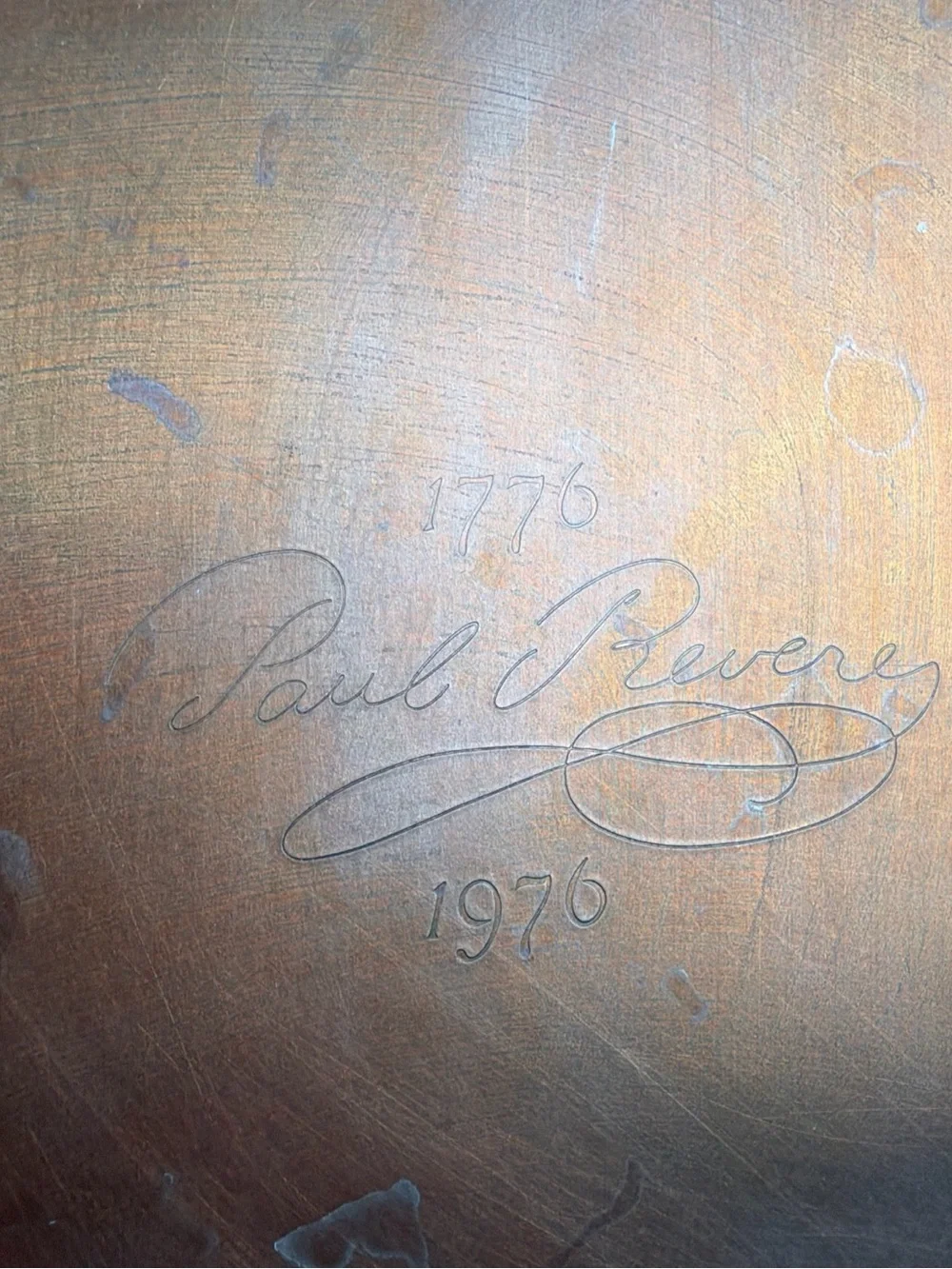 VTG Paul Revere 1776-1976 Copper 10.5” Skillet Sauté Frying Pan Brass Handle